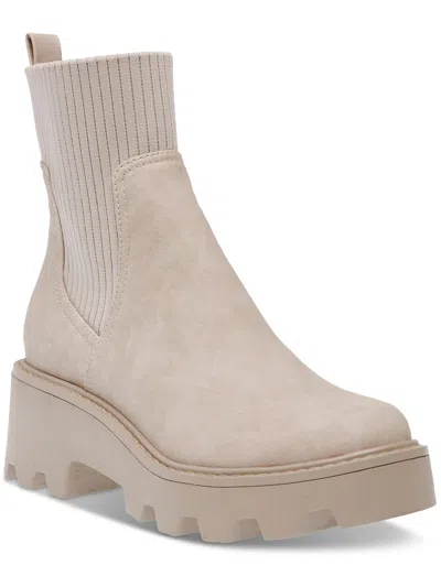 Dolce Vita Villa Womens Faux Leather Block Heel Mid-calf Boots In White