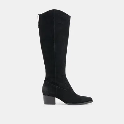 Dolce Vita Virona H2o Wide Calf Boots Onyx Suede In Black