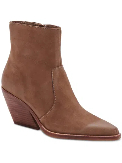 Dolce Vita Volli Womens Faux Leather Stitch Ankle Boots In Brown