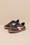 Dolce Vita Voyage Leopard Color Block Lace-up Sneakers In Brown