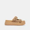 Dolce Vita Wanika Sandals Almond Nubuck In Natural Woven Raffia