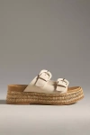 Dolce Vita Witny Buckled Platform Slide Sandals In White