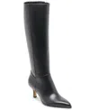 Dolce Vita Auggie Black Leather Pointed-toe Knee-high High Heel Boots In Black