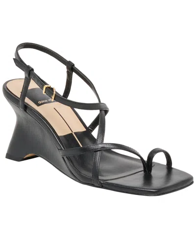 Dolce Vita Women's Aylee Toe Ring Strappy Dressy Wedge Sandals In Black