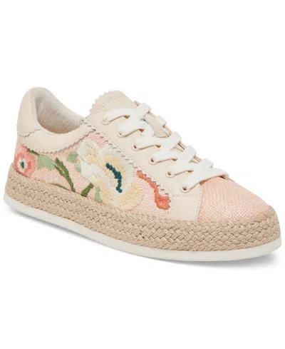 Dolce Vita Women's Azalia Floral Crochet Espadrille Lace-up Sneakers In Pink Floral Raffia