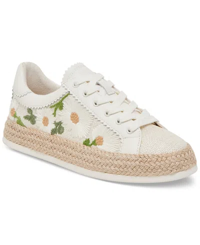 Dolce Vita Women's Azalia Floral Crochet Espadrille Lace-up Sneakers In White Floral Raffia