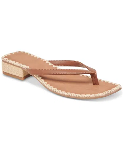 Dolce Vita Women's Barty Whipstitch Thong Low Heel Sandals In Brown