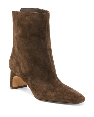 Dolce Vita Women's Bennet Suede Wide Calf Block Heel Ankle Boots In Brown