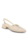 Dolce Vita Birdie Pointed Toe Slingback Flat In Off White Woven Leather