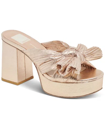 Dolce Vita Women's Blare Platform Bow Dress Sandals In Platinum Satin