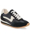 Dolce Vita Notice Black And White Leather Color Block Lace-up Sneakers In Black Suede,nylon