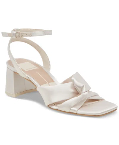 Dolce Vita Women's Brenna Satin Twist Two-piece Block-heel Sandals In Ivory Satin