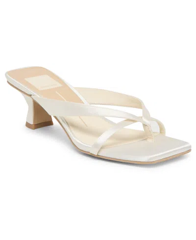 Dolce Vita Women's Brevel Thong Low Block Heel Dress Sandals In White