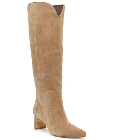 Dolce Vita Women's Brion Scalloped Edge Knee High Boots In Brown