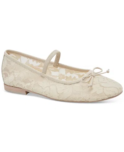 Dolce Vita Women's Cadel Mesh Mary Jane Ballet Flats In White Floral Lace
