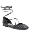 Dolce Vita Cancun Ankle Tie Flat In Black Leather