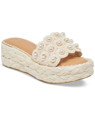 DOLCE VITA WOMEN'S CAPER PEARL RAFFIA WOVEN FOOTBED SANDALS