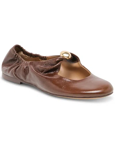 Dolce Vita Women's Cornel Embellished Ruched Scrunched Flats In Brown