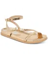 Dolce Vita Darlis Ankle Strap Sandal In Gold Metallic Distressed Leather