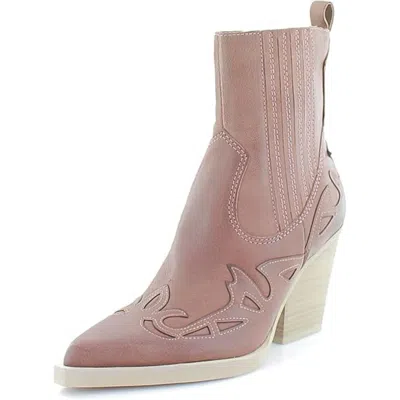 Dolce Vita Women's  Beaux Boots Rose Leather Pointed Toe Western Bootie Zap1062 In Pink