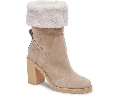 Dolce Vita Women's  Caddie Plush Boots Taupe Faux Fur Ankle Bootie Rhs6504 In Gray