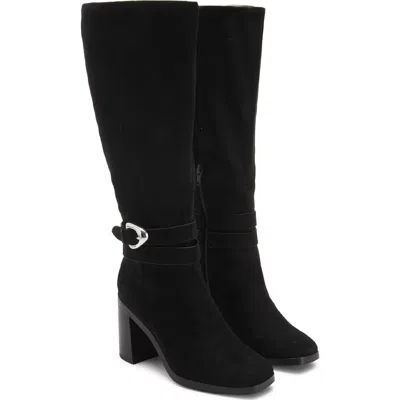 Dolce Vita Women's  Finnian Boots Black Side Zip Square Toe Knee High Hawk1470