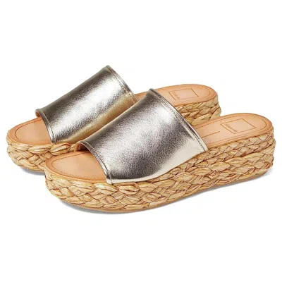Dolce Vita Women's  Pablos Sandals Light Gold Leather Platform Slide Htat250 In Multi