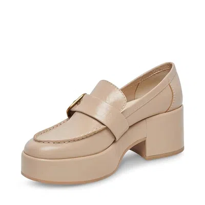 Dolce Vita Women's  Yonder Loafer Beige Patent Leather Chunky Block Heel Htat523 In Multi