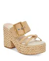 Dolce Vita Edwina Raffia Platform Slide Sandal In Light Natural Raffia