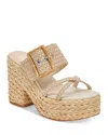 Dolce Vita Edwina Raffia Platform Slide Sandal In White/natural Raffia