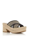 Dolce Vita Eldora Espadrille Platform Slide Sandal In White/black Raffia