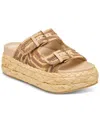 Dolce Vita Women's Falyn Platform Double Buckle Raffia Woven Footbed Sandals