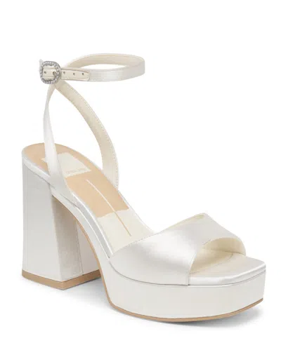 Dolce Vita Women's Felicia Ankle-strap Two-piece Platform Sandals In White