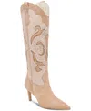 Dolce Vita Finley Stud Knee High Western Boot In Camel Suede
