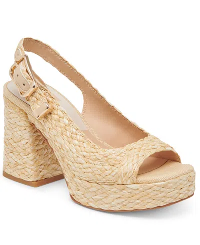 DOLCE VITA WOMEN'S FLORES PLATFORM RAFFIA SLINGBACK DRESS SANDALS