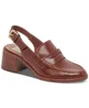Dolce Vita Hardi High Slingback Loafer In Brown Crinkle Patent