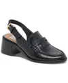 Dolce Vita Women's Hardi Block-heel Slingback Loafer Pumps In Midnight Crinkle Patent