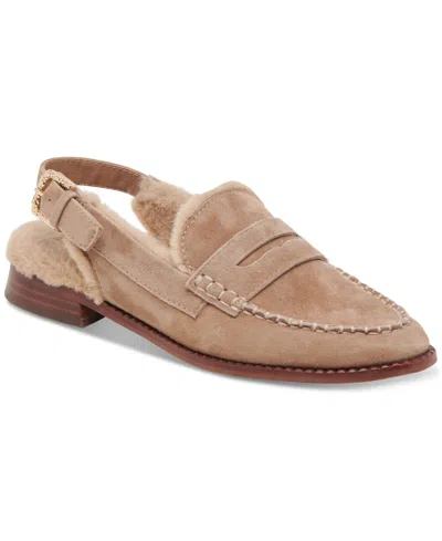 Dolce Vita Women's Hardi Plush Cozy Slingback Loafer Flats In Mushroom Suede