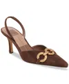 Dolce Vita Haylee Slingback Pointed Toe Pump In Dark Brown Suede