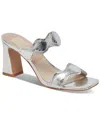 Dolce Vita Ilva Silver Distressed Leather High Heel Slide Sandals In Silver Metallic Distressed