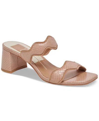 Dolce Vita Women's Ilva Wavy Banded Mid-heel Dress Sandals In Toffee Embossed