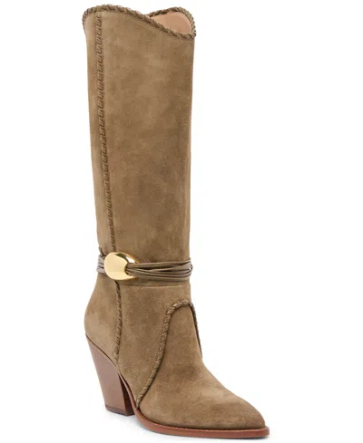Dolce Vita Women's Jody Whipstitch Tall Heeled Western Boots In Green