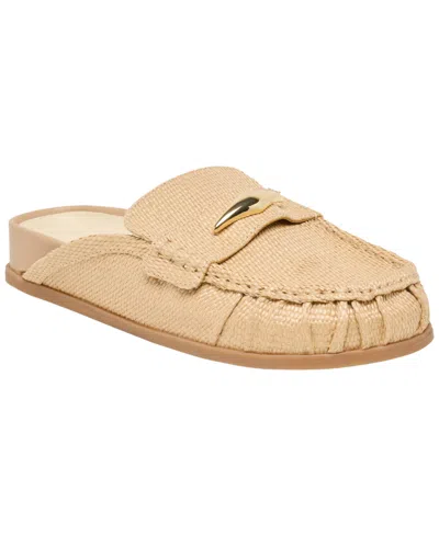 Dolce Vita Women's Jordero Buckle Tailored Flat Mules In Light Natural Woven Raffia