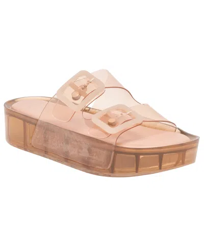 Dolce Vita Women's Julio X Jelly Double-band Jelly Footbed Platform Sandals In Mocha Vinyl