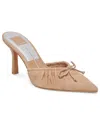 Dolce Vita Women's Kairi Slip On Pointed Toe Bow High Heel Pumps In Camel Suede