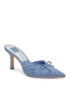 Dolce Vita Women's Kairi Slip On Pointed Toe Bow High Heel Pumps In Blue Denim
