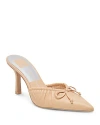 Dolce Vita Kairi French Vanilla Leather Bow Pointed-toe High Heel Mules In French Vanilla Leather