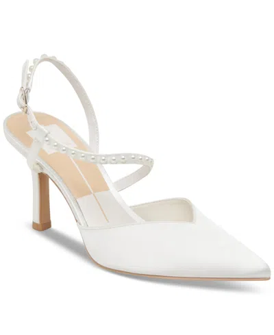 Dolce Vita Women's Kamra Pearl Stiletto Pumps In True White Satin