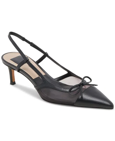 Dolce Vita Women's Kandi Mesh Bow Pointed-toe Kitten-heel Slingback Pumps In Black