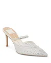 Dolce Vita Kanika Crystal Pointed Toe Mule In White Mesh